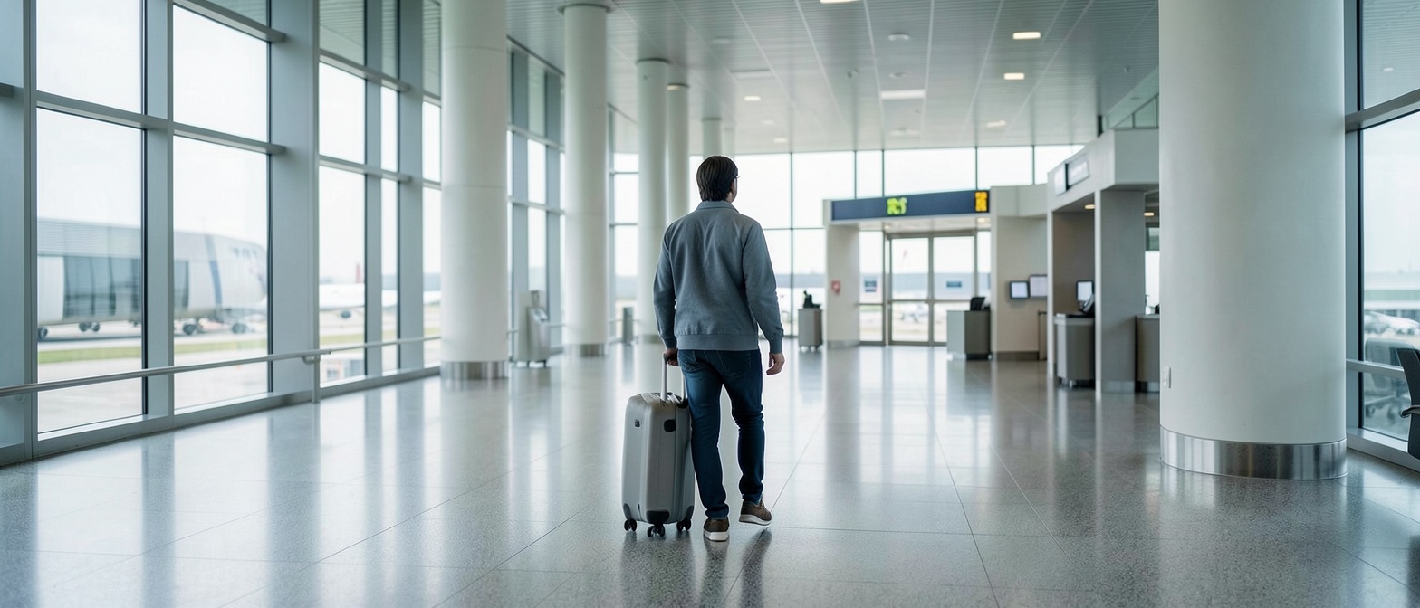 A conceptual image representing travel from Canada to the United States